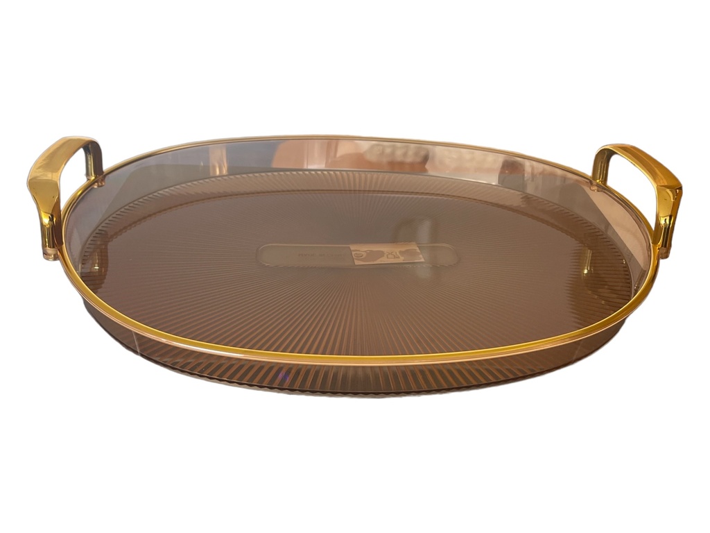 صينية تقديم عسلي اطار ويد ذهبي كبير